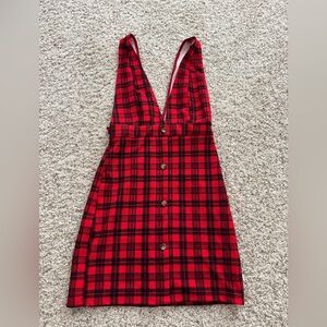SHEIN Red and White Plaid Dress